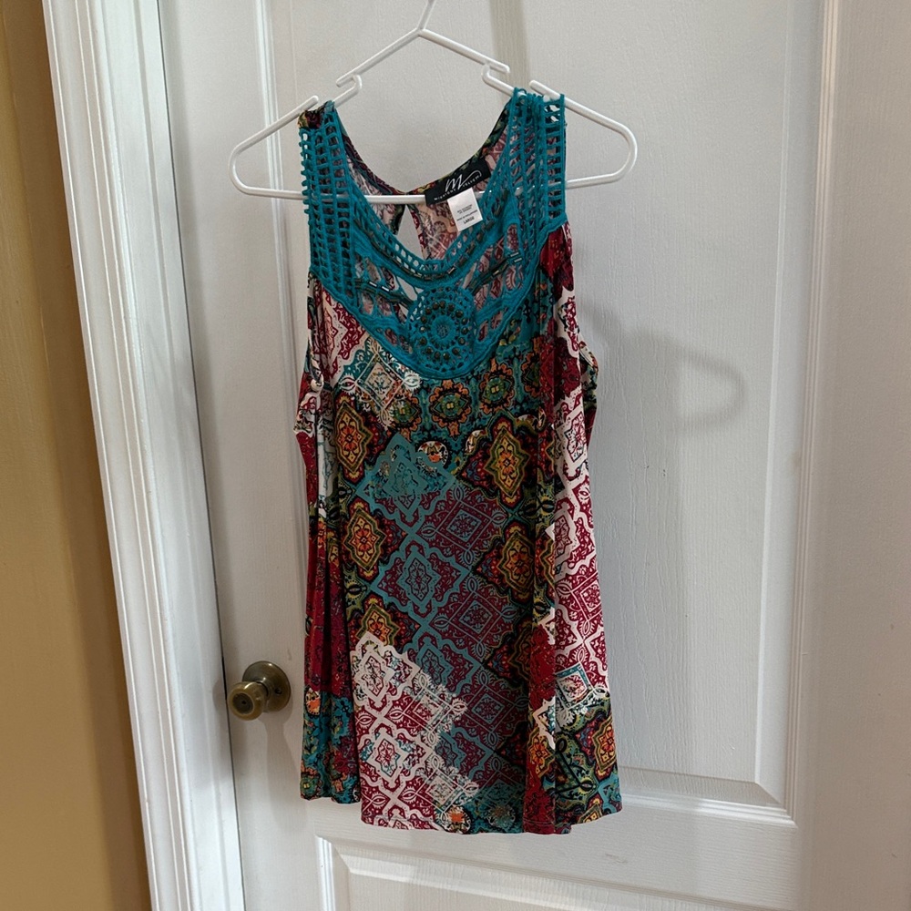 Midnight Velvet Colorful Patterned Tank Top